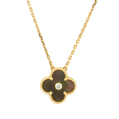 [Auream]CLOVER 15MM DIAMOND AND MOTHER-OF-GREY NECKLACE
