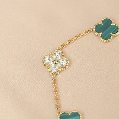 [Auream] CLOVER 5 MOTIF MALACHITE BRACELET COLLECTION