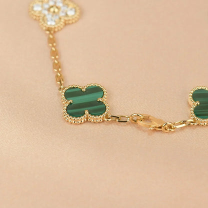 [Auream] CLOVER 5 MOTIF MALACHITE BRACELET COLLECTION