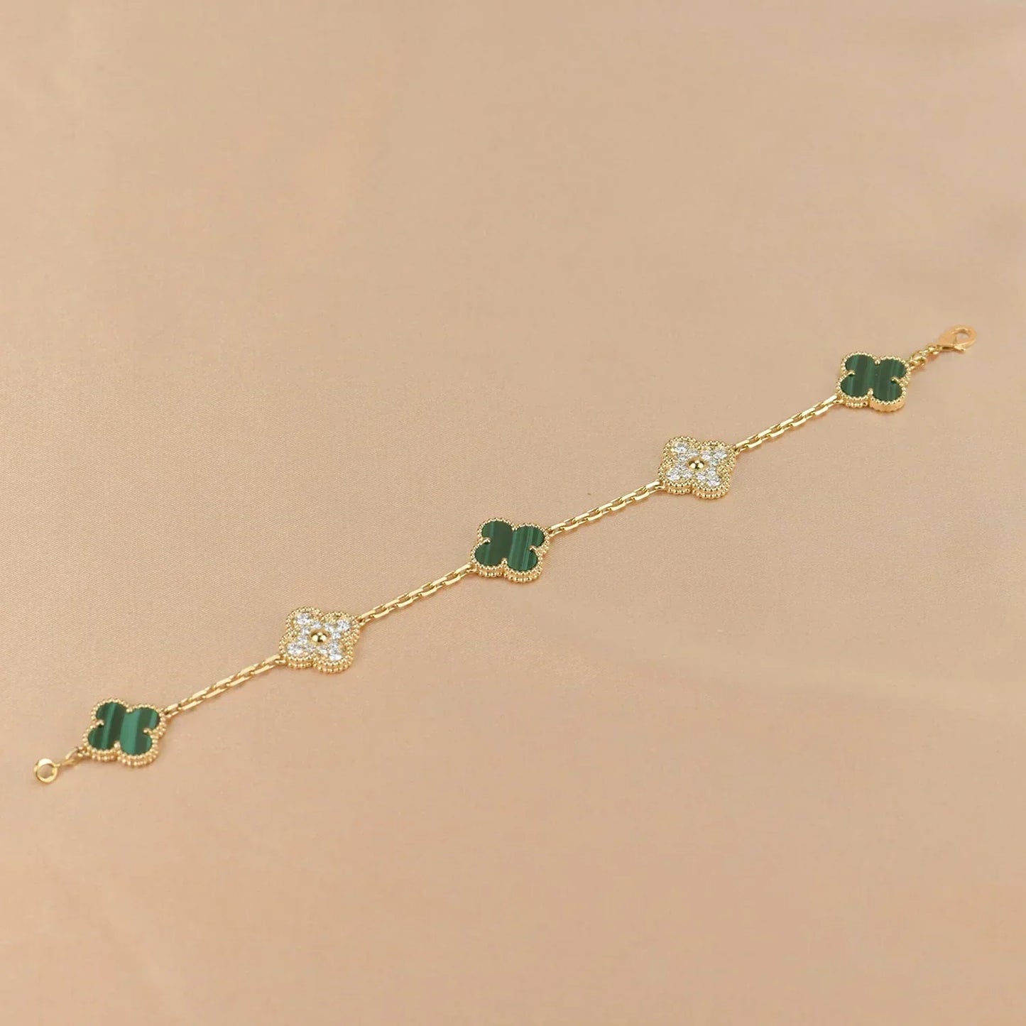[Auream] CLOVER 5 MOTIF MALACHITE BRACELET COLLECTION