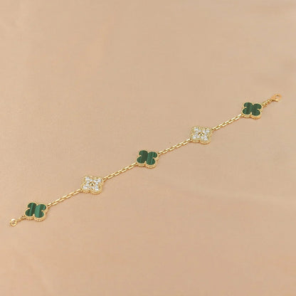 [Auream] CLOVER 5 MOTIF MALACHITE BRACELET COLLECTION