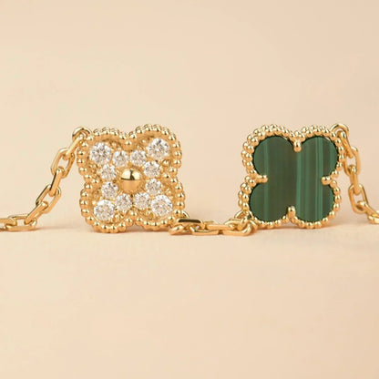 [Auream] CLOVER 5 MOTIF MALACHITE BRACELET COLLECTION