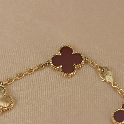 [Auream] CLOVER 5 MOTIF RED CORNELIAN BRACELET COLLECTION