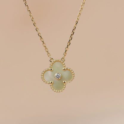 [Auream]CLOVER 15MM DIAMOND GOLD MOTHER OF PEARL NECKLACE