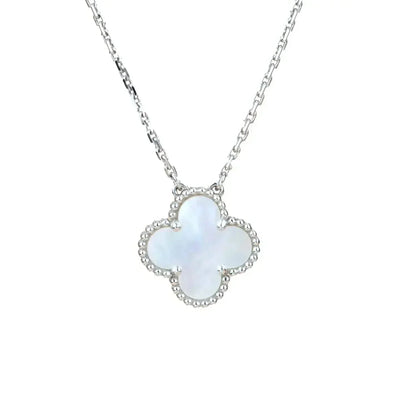[Auream]CLOVER  15MM WHITE MOTHER-OF-PEARL SILVER