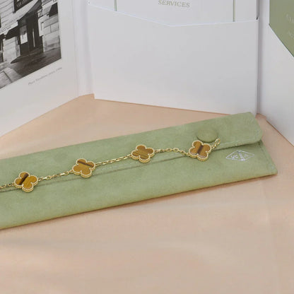 [Auream] CLOVER 5 MOTIFS TIGER EYE BRACELET COLLECTION