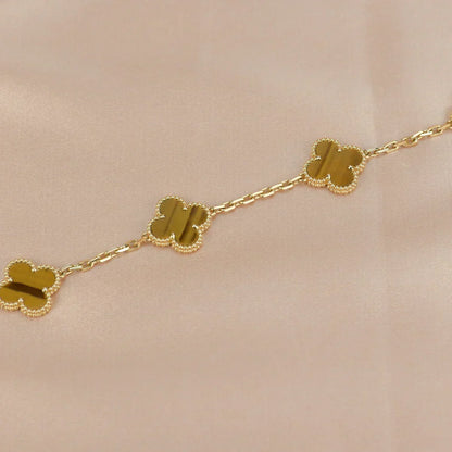 [Auream] CLOVER 5 MOTIFS TIGER EYE BRACELET COLLECTION