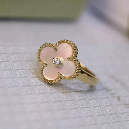 [Auream]CLOVER PINK MOP RING GOLD DIAMOND