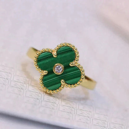 [Auream]CLOVER MALACHITE RING GOLD DIAMOND