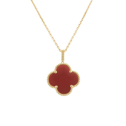 [Auream]CLOVER 25MM NECKLACE GOLD CARNELIAN