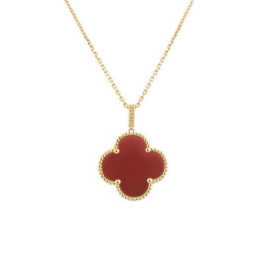 [Auream]CLOVER 25MM NECKLACE GOLD CARNELIAN