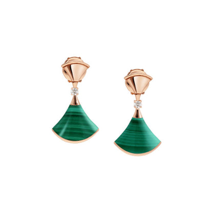 [Auream]DREAM MALACHITE PINK GOLD EARRINGS