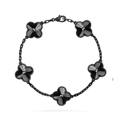 [Auream]CLOVER 5 MOTIF BLACK BRACELET