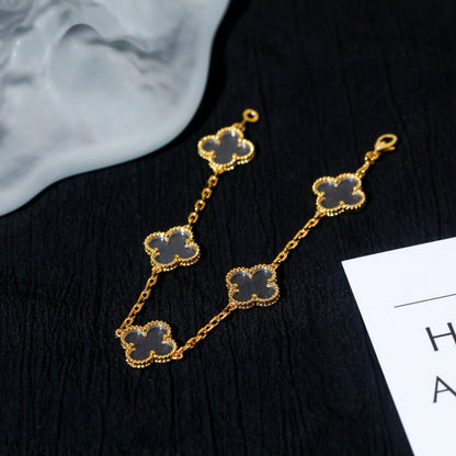 [Auream]CLOVER 5 MOTIF ROCK CRYSTAL BRACELET