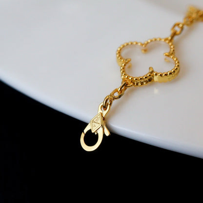 [Auream]CLOVER 5 MOTIF ROCK CRYSTAL BRACELET