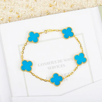 [Auream] CLOVER 5 MOTIF TURQUOISE BRACELET COLLECTION