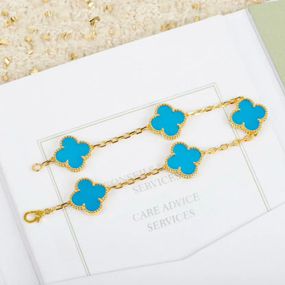 [Auream] CLOVER 5 MOTIF TURQUOISE BRACELET COLLECTION