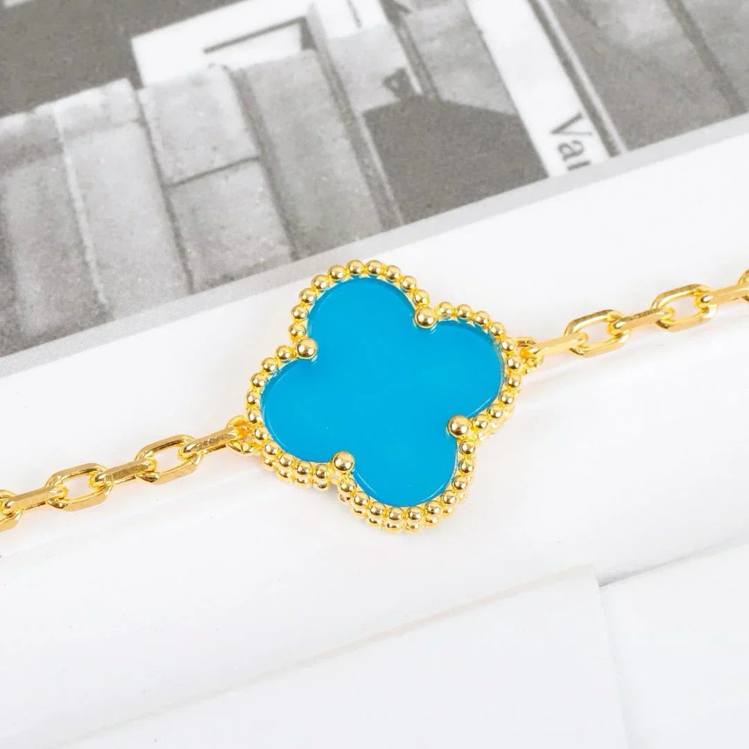 [Auream] CLOVER 5 MOTIF TURQUOISE BRACELET COLLECTION
