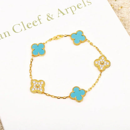 [Auream] CLOVER 5 MOTIF TURQUOISE BRACELET COLLECTION