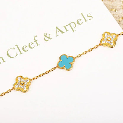 [Auream] CLOVER 5 MOTIF TURQUOISE BRACELET COLLECTION