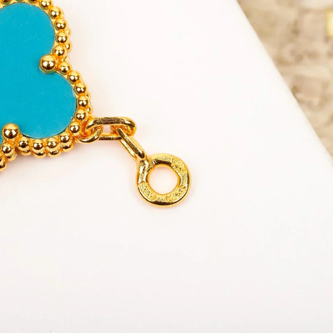 [Auream] CLOVER 5 MOTIF TURQUOISE BRACELET COLLECTION