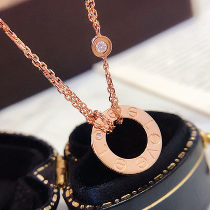 [Auream]LOVE NECKLACE 16MM 2 DIAMONDS