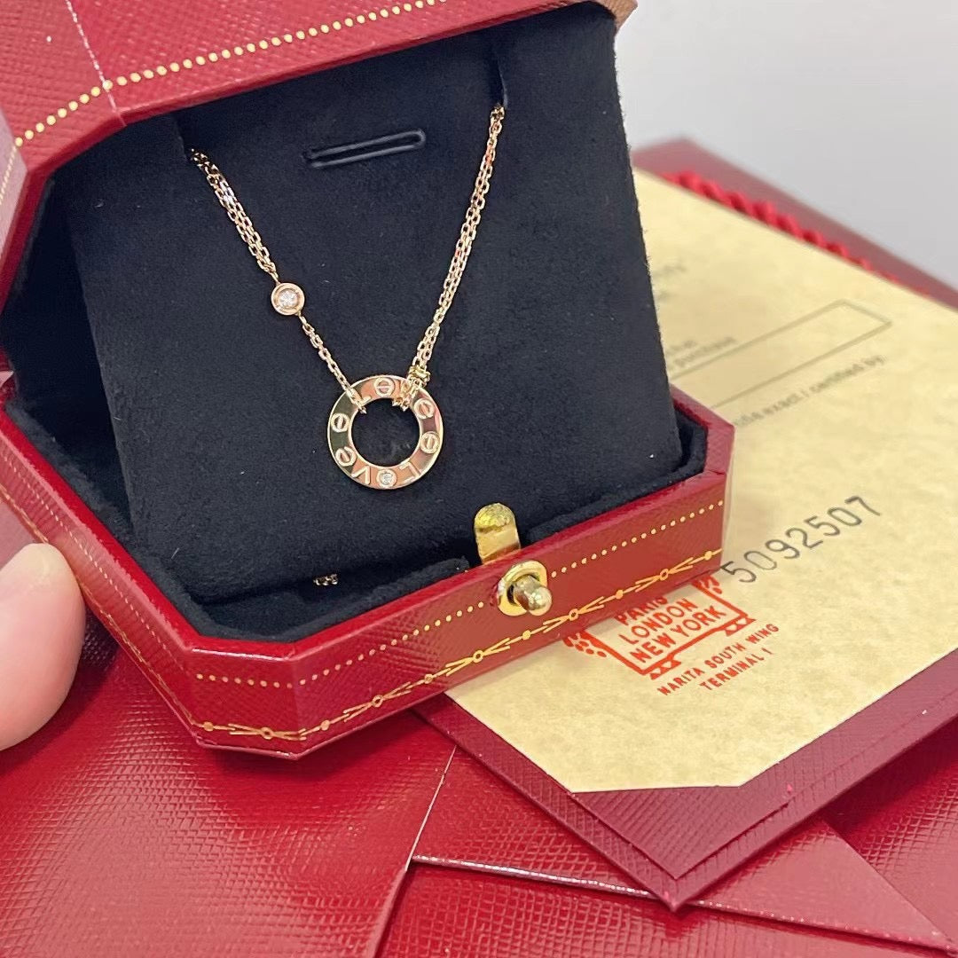 [Auream]LOVE NECKLACE 16MM 2 DIAMONDS