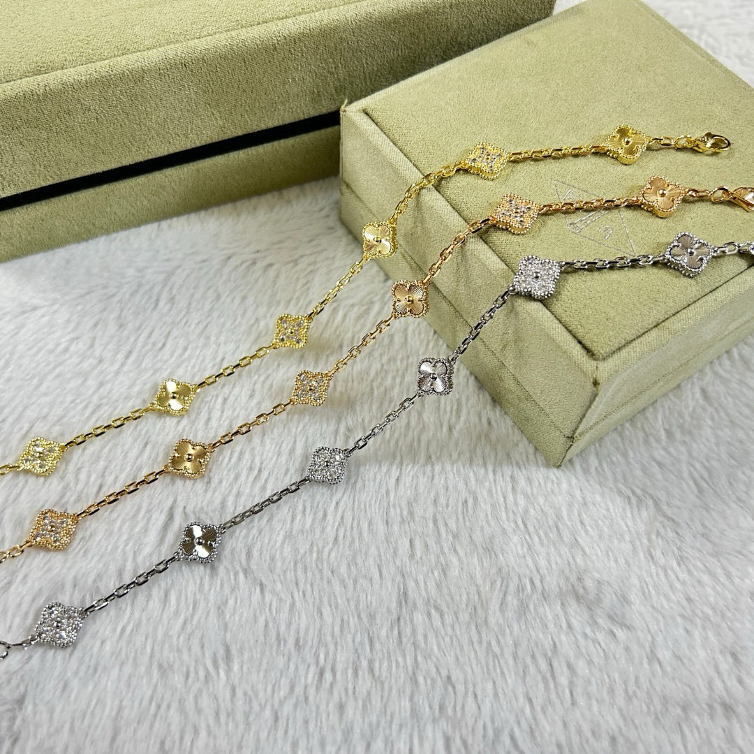 [Auream]CLOVER 6 MOTIF DIAMOND LASER BRACELET