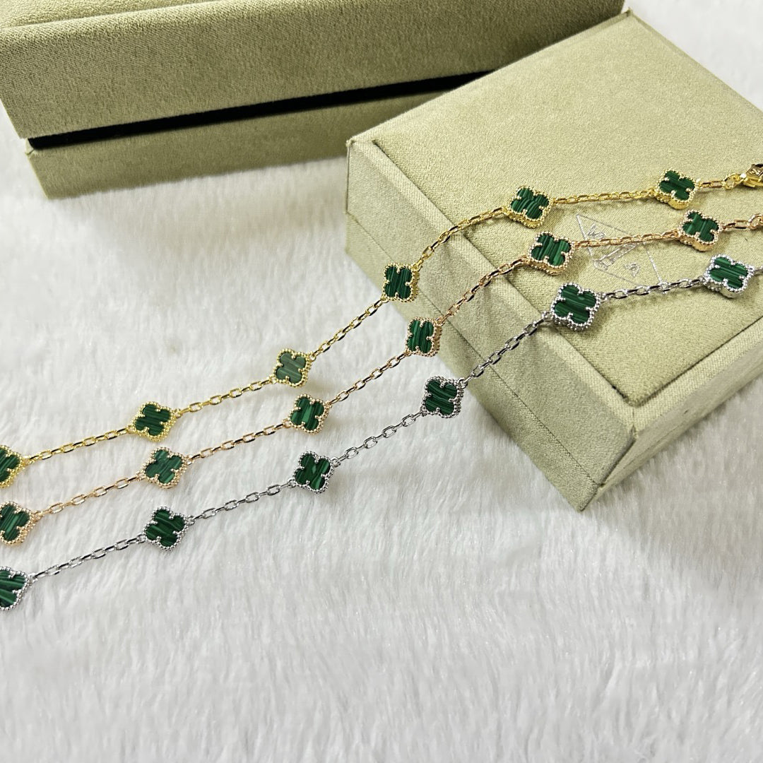 [Auream]CLOVER 6 MOTIF MALACHITE BRACELET