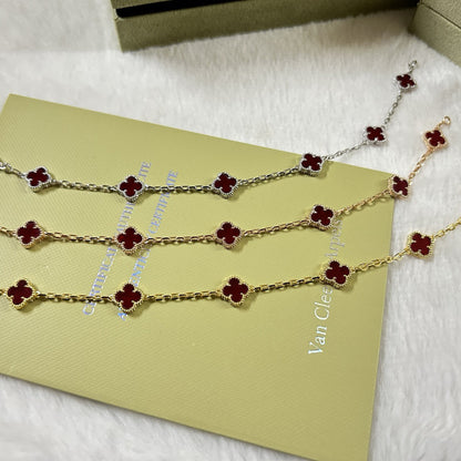 [Auream]CLOVER 6 MOTIF RED AGATE BRACELET