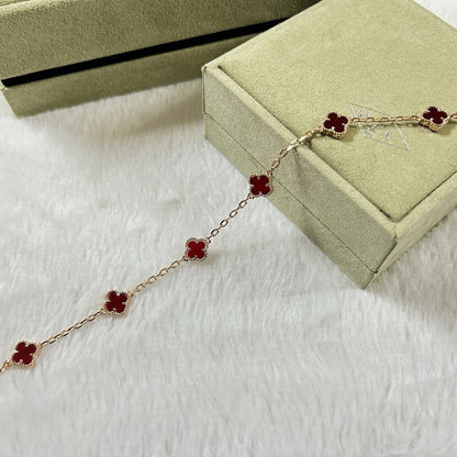 [Auream]CLOVER 6 MOTIF RED AGATE BRACELET