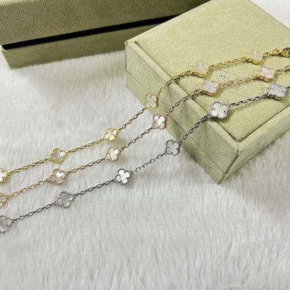 [Auream]CLOVER 6 MOTIF WHITE MOP BRACELET