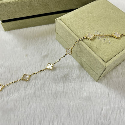 [Auream]CLOVER 6 MOTIF WHITE MOP BRACELET