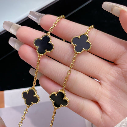 [Auream]CLOVER 10 MOTIFS ONYX NECKLACE