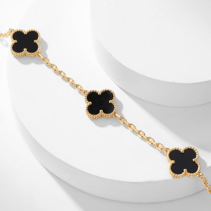 [Auream]CLOVER 10 MOTIFS ONYX NECKLACE