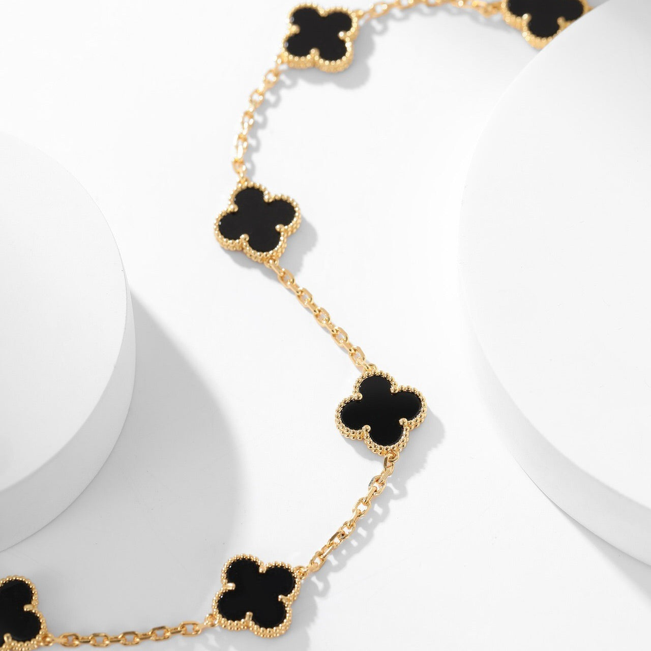[Auream]CLOVER 10 MOTIFS ONYX NECKLACE