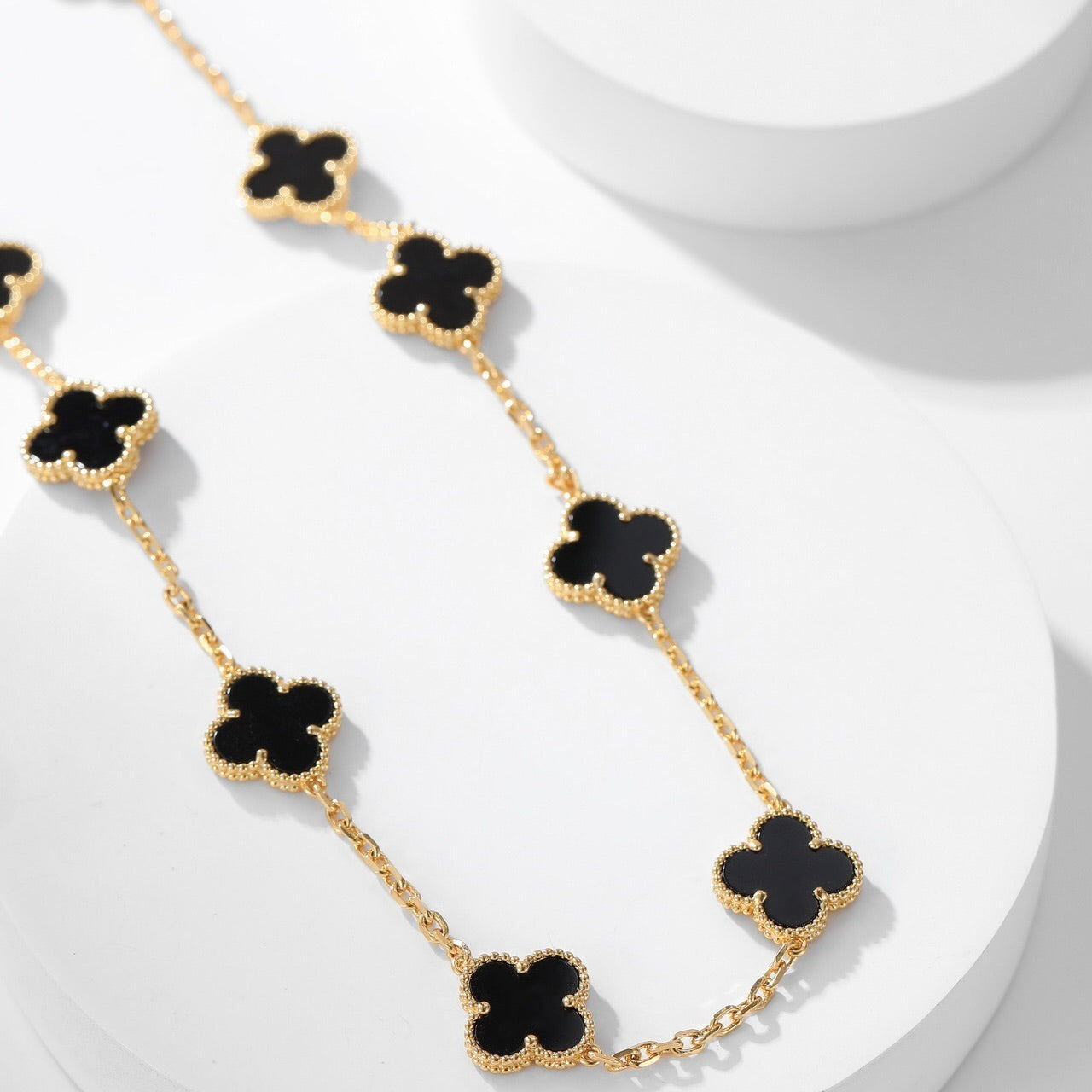 [Auream]CLOVER 10 MOTIFS ONYX NECKLACE