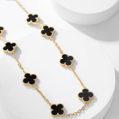 [Auream]CLOVER 10 MOTIFS ONYX NECKLACE