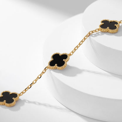 [Auream]CLOVER 10 MOTIFS ONYX NECKLACE