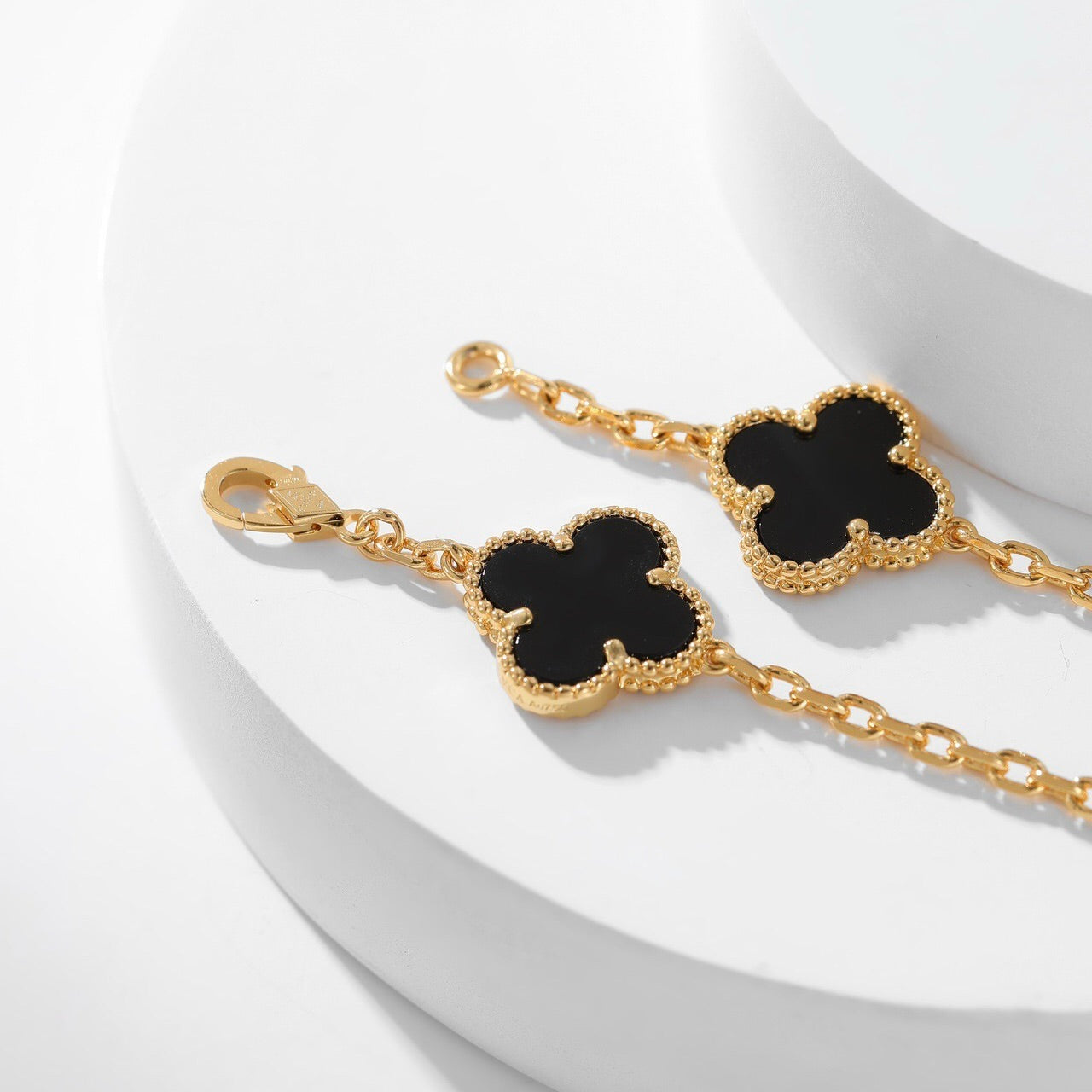 [Auream]CLOVER 10 MOTIFS ONYX NECKLACE
