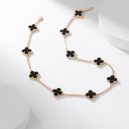 [Auream]CLOVER 10 MOTIFS ONYX NECKLACE