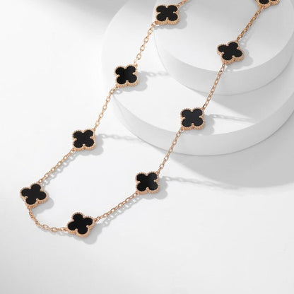 [Auream]CLOVER 10 MOTIFS ONYX NECKLACE