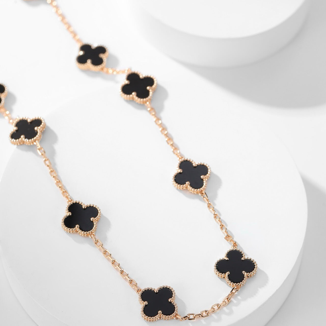 [Auream]CLOVER 10 MOTIFS ONYX NECKLACE