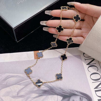 [Auream]CLOVER 10 MOTIFS ONYX NECKLACE