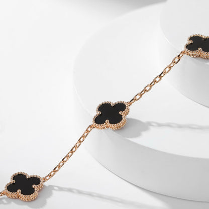[Auream]CLOVER 10 MOTIFS ONYX NECKLACE