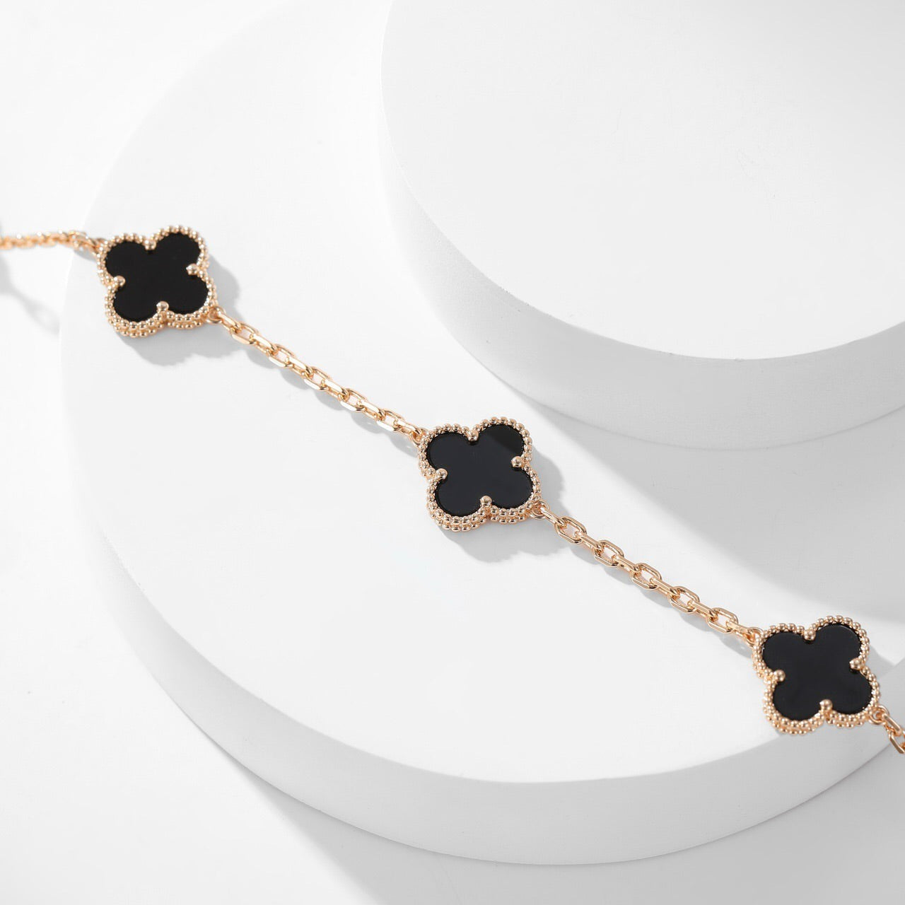 [Auream]CLOVER 10 MOTIFS ONYX NECKLACE