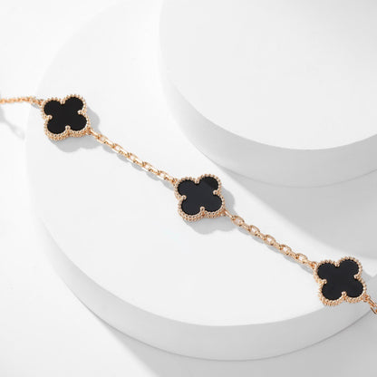 [Auream]CLOVER 10 MOTIFS ONYX NECKLACE