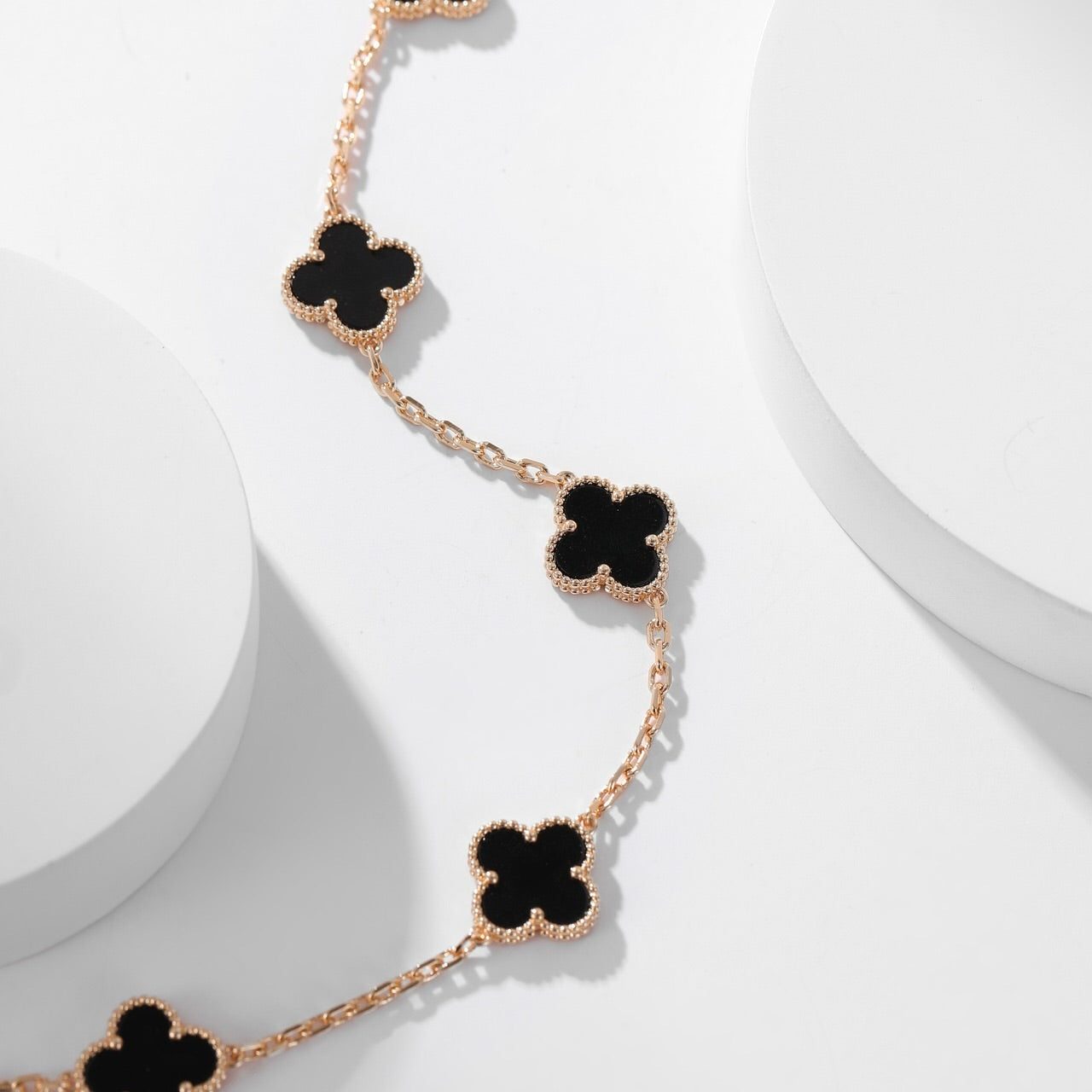 [Auream]CLOVER 10 MOTIFS ONYX NECKLACE