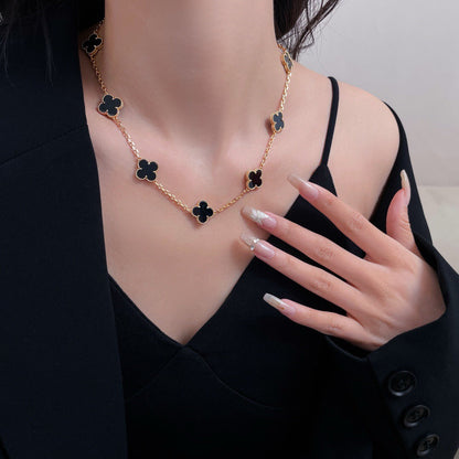 [Auream]CLOVER 10 MOTIFS ONYX NECKLACE