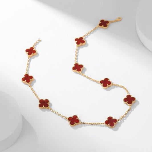 [Auream]CLOVER 10 MOTIFS CARNELIAN NECKLACE